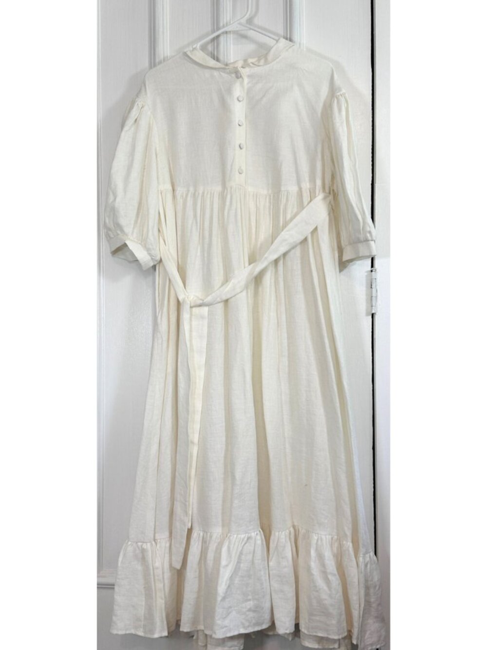 White Linen Meg Dress | Oversized 3/4 Sleeves | Little Women Atelier | XS-L
